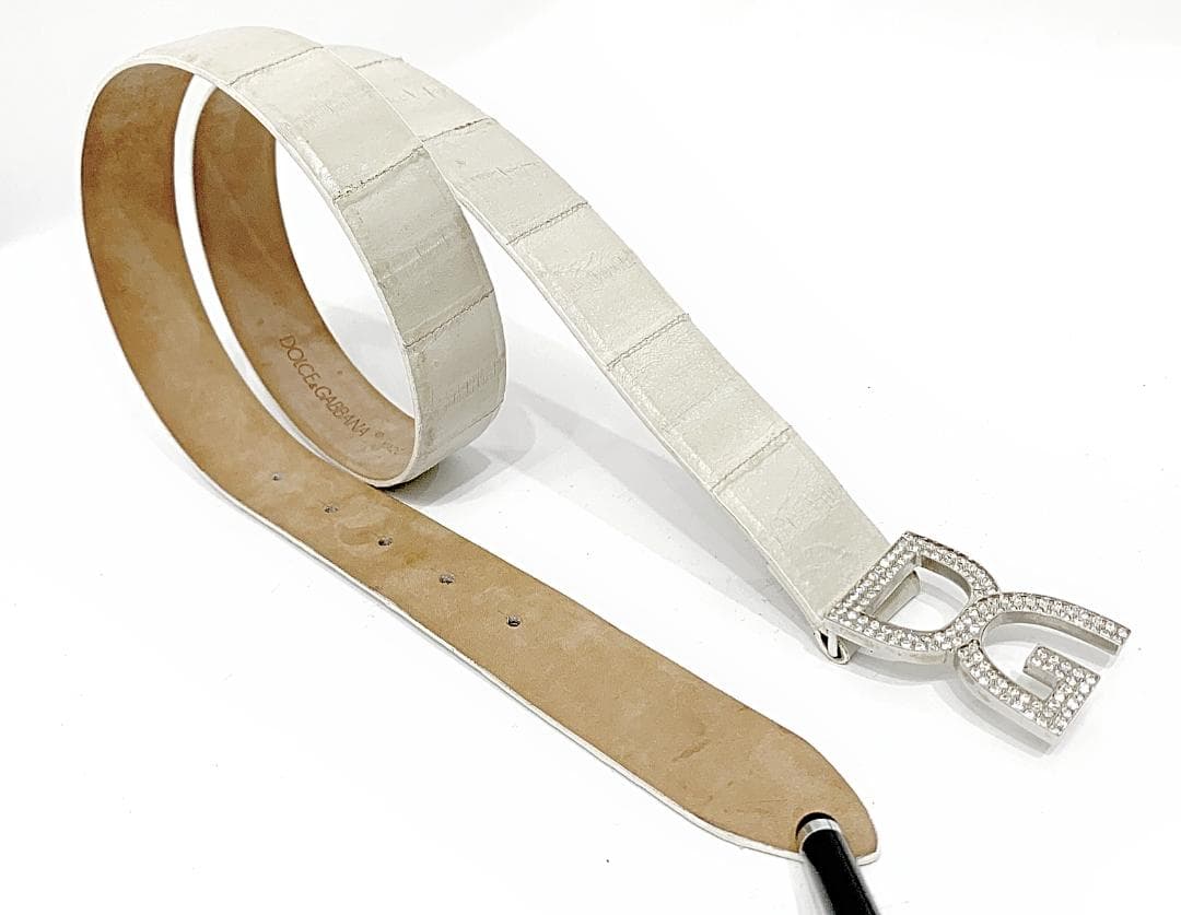 正規品]ドルチェ＆ガッバーナ DG ラインストーンバックルベルト 男女兼用[美品