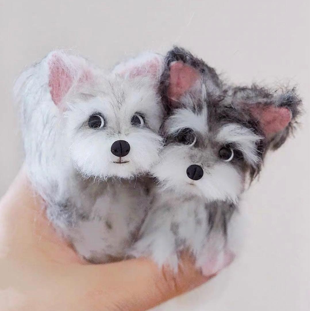 手のひらぬいぐるみ 仔犬 シュナウザー アーティストベア 海外作家様 ミニチュア
