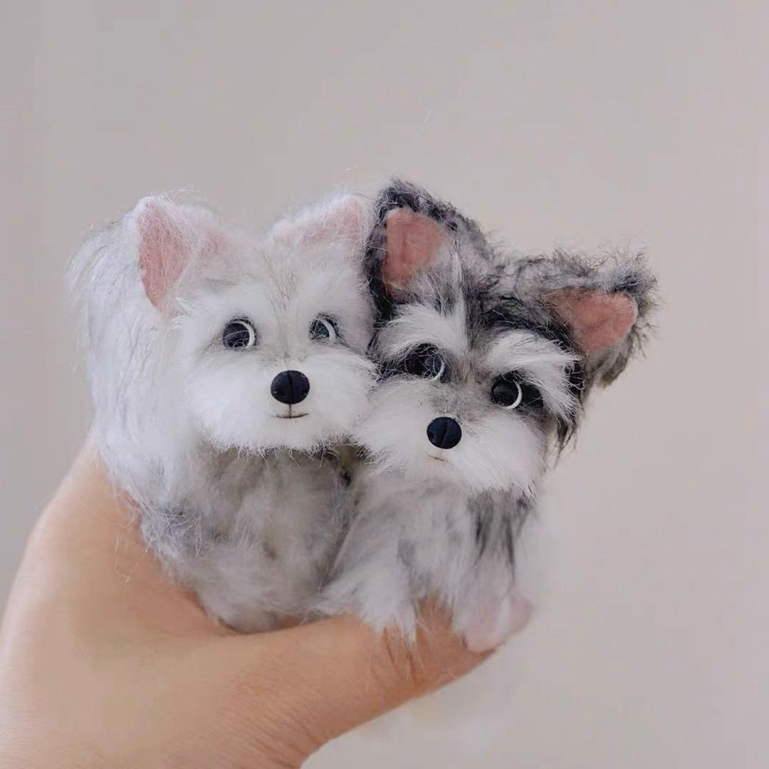 手のひらぬいぐるみ 仔犬 シュナウザー アーティストベア 海外作家様 ミニチュア