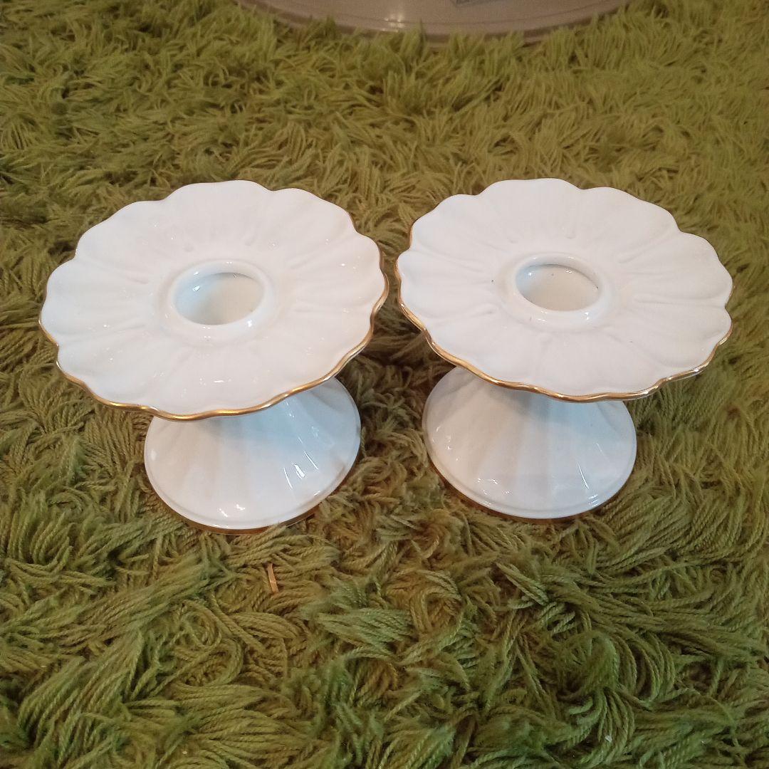 [美品]　大倉陶園　金彩縁　キャンドルスタンド　2個セット