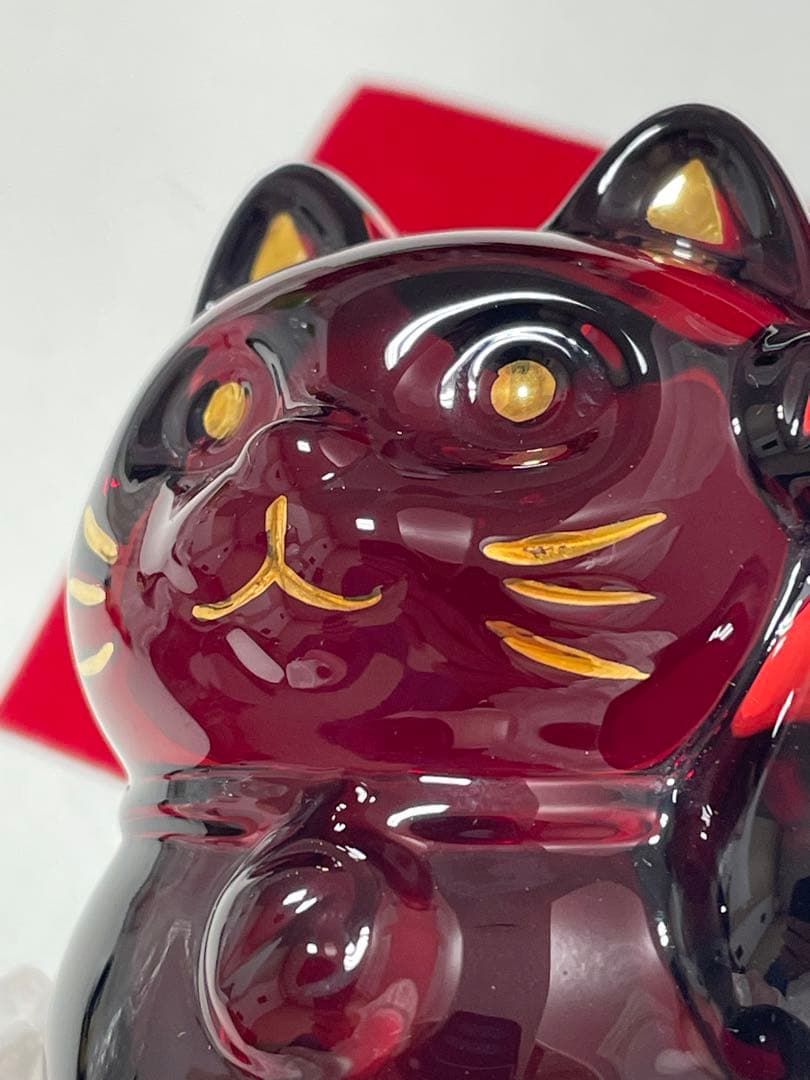 バカラ ラッキーキャット 招き猫 赤 レッドオーナメント クリスタル