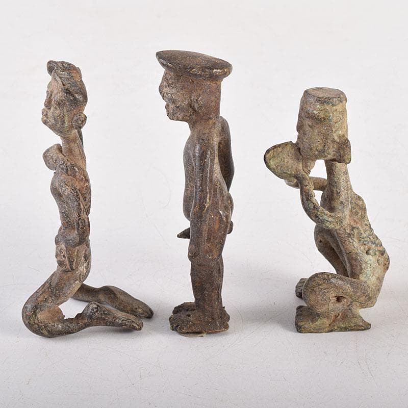 中国　古銅青銅　人物像　置物　3点まとめて　V　R8527