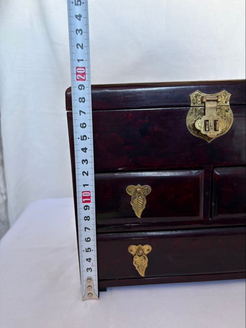 中国伝統工芸品 コルク細工 楼閣山水図 ジュエリーボックス 多段構造 オルゴール