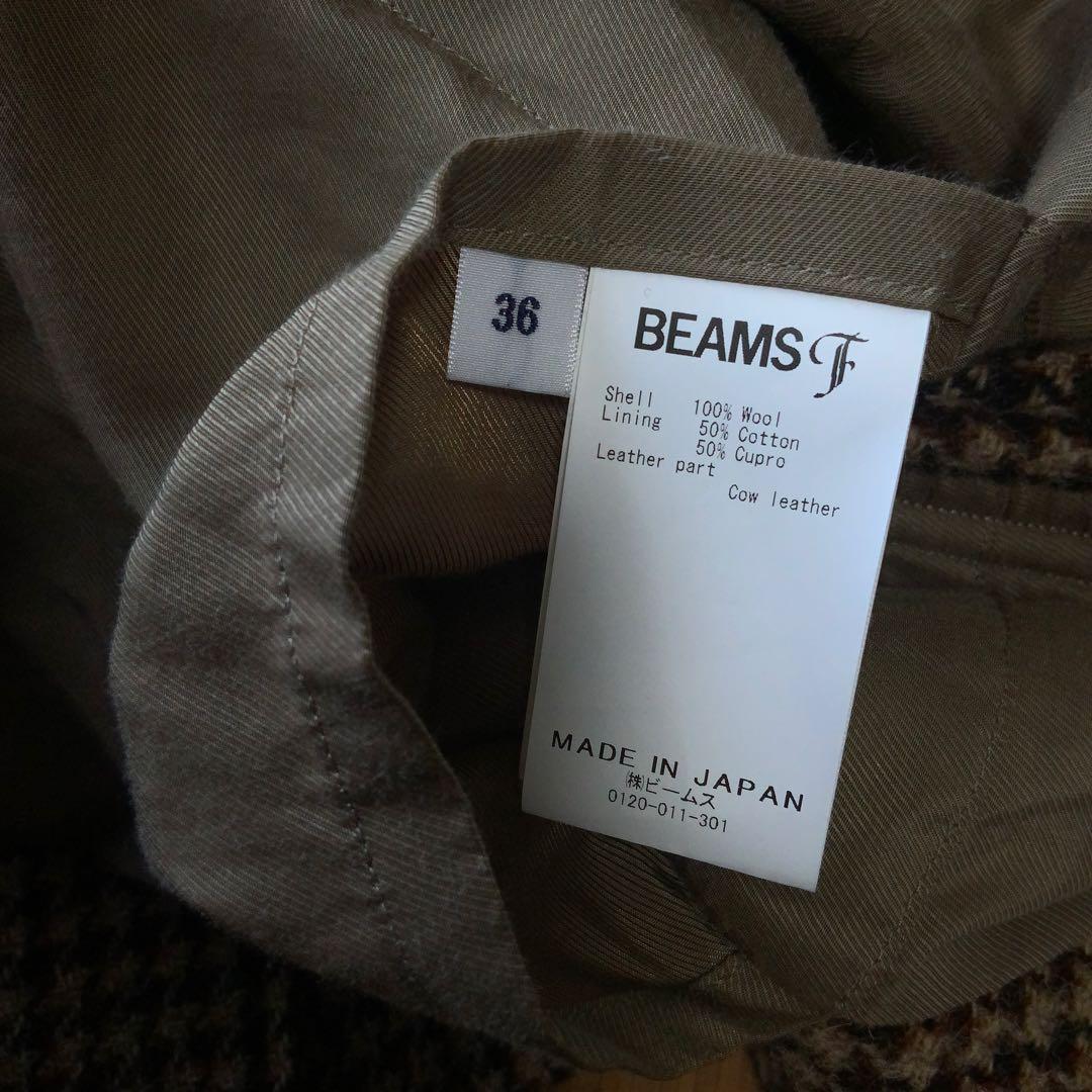 BEAMS F HARRIS TWEEDハウンドトゥース ラグランスリーブコート