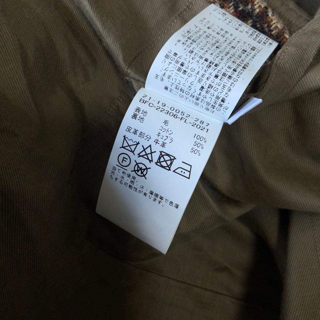 BEAMS F HARRIS TWEEDハウンドトゥース ラグランスリーブコート