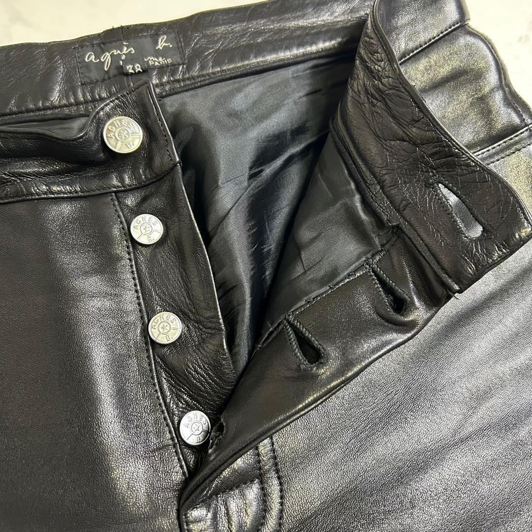 【90s】フランス製 アニエスベーオム レザーパンツ 38 羊革 サンライズ期