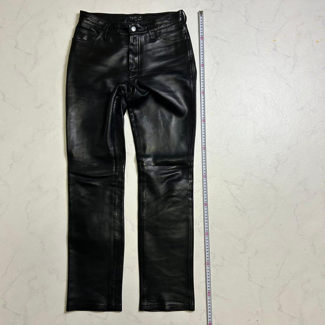【90s】フランス製 アニエスベーオム レザーパンツ 38 羊革 サンライズ期