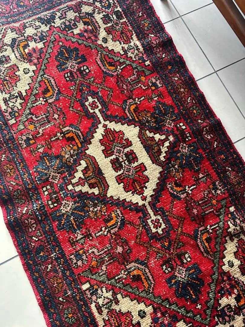 184×92 ヴィンテージラグ　ハマダン製　手織　トライバルラグ