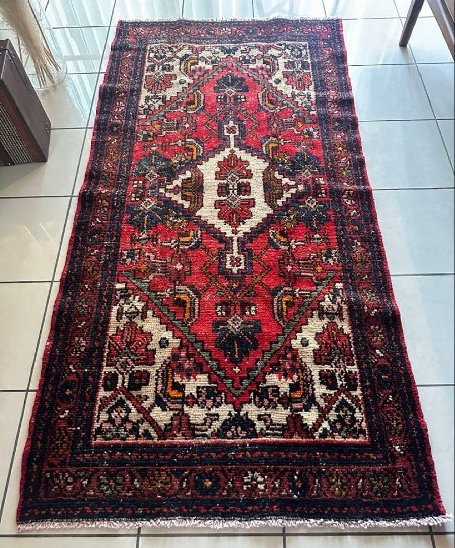 184×92 ヴィンテージラグ　ハマダン製　手織　トライバルラグ