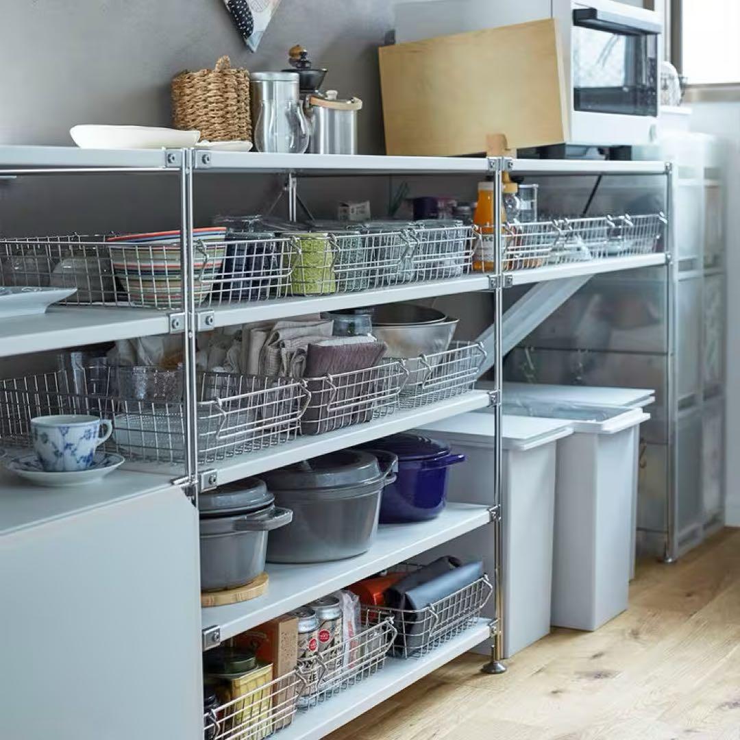 無印良品 スチールユニットシェルフ・スチール棚セット・ワイド・小・グレー