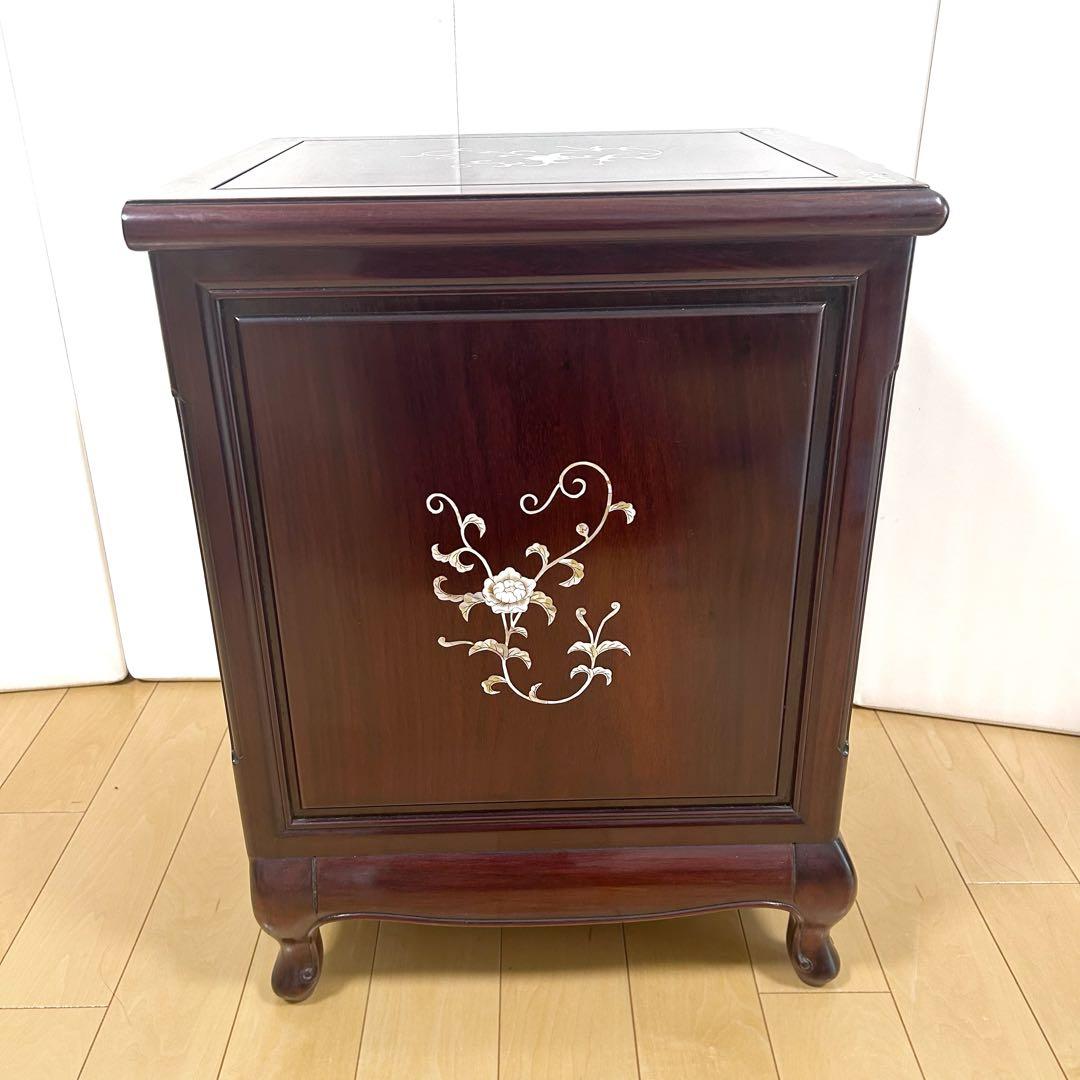 猫脚　螺鈿細工　薔薇柄　唐木　マホガニー　象嵌　古家具　英国　中国　貝殻細工