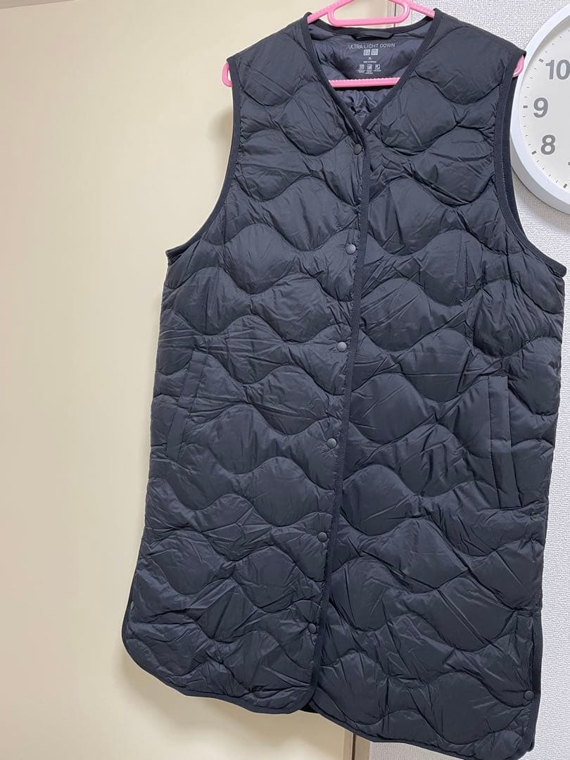 ウルトラライトダウンロングベスト ブラック