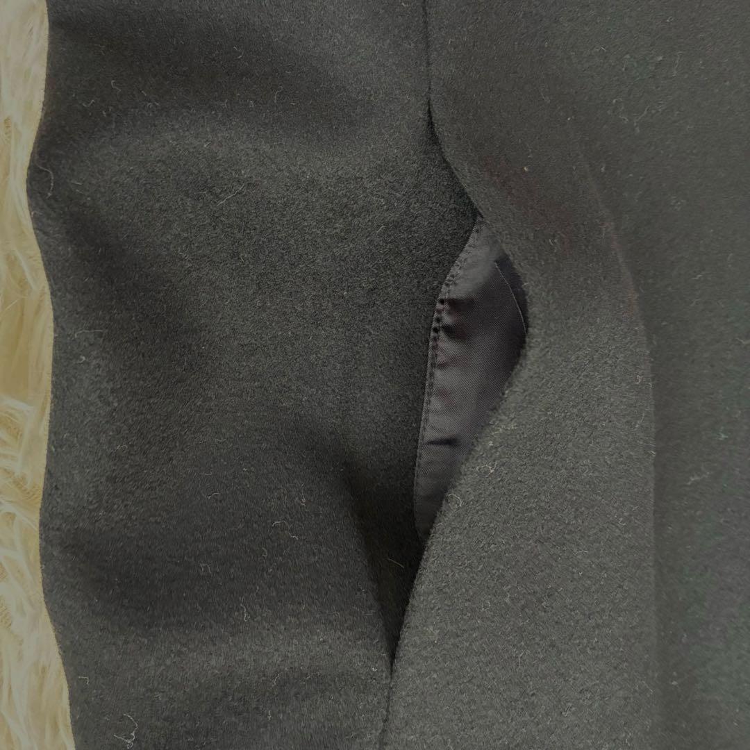 美品大きいサイズ13 フジコウ　カシミヤ　サガフォックス　ロングコート　ブラック