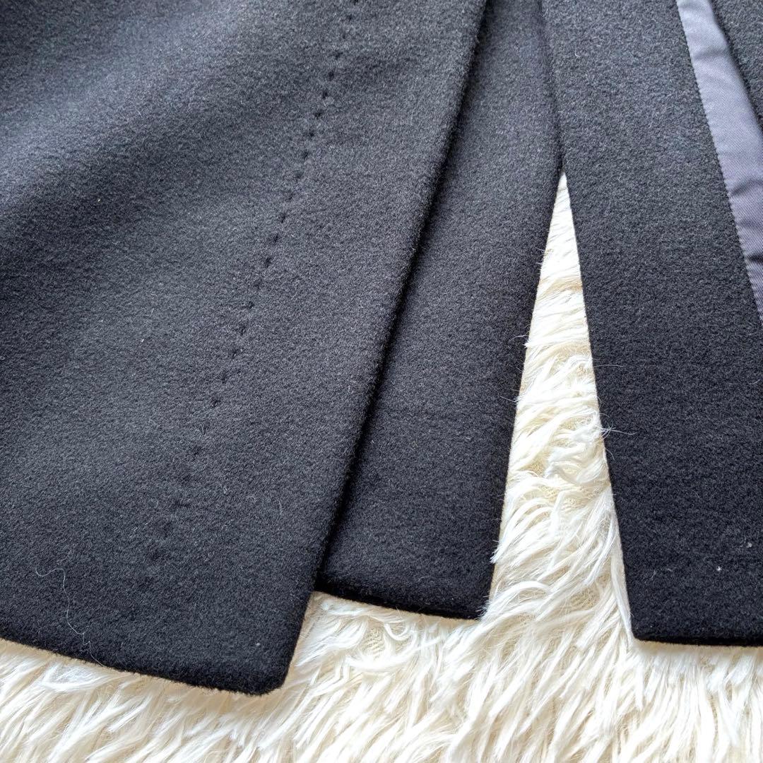 美品大きいサイズ13 フジコウ　カシミヤ　サガフォックス　ロングコート　ブラック