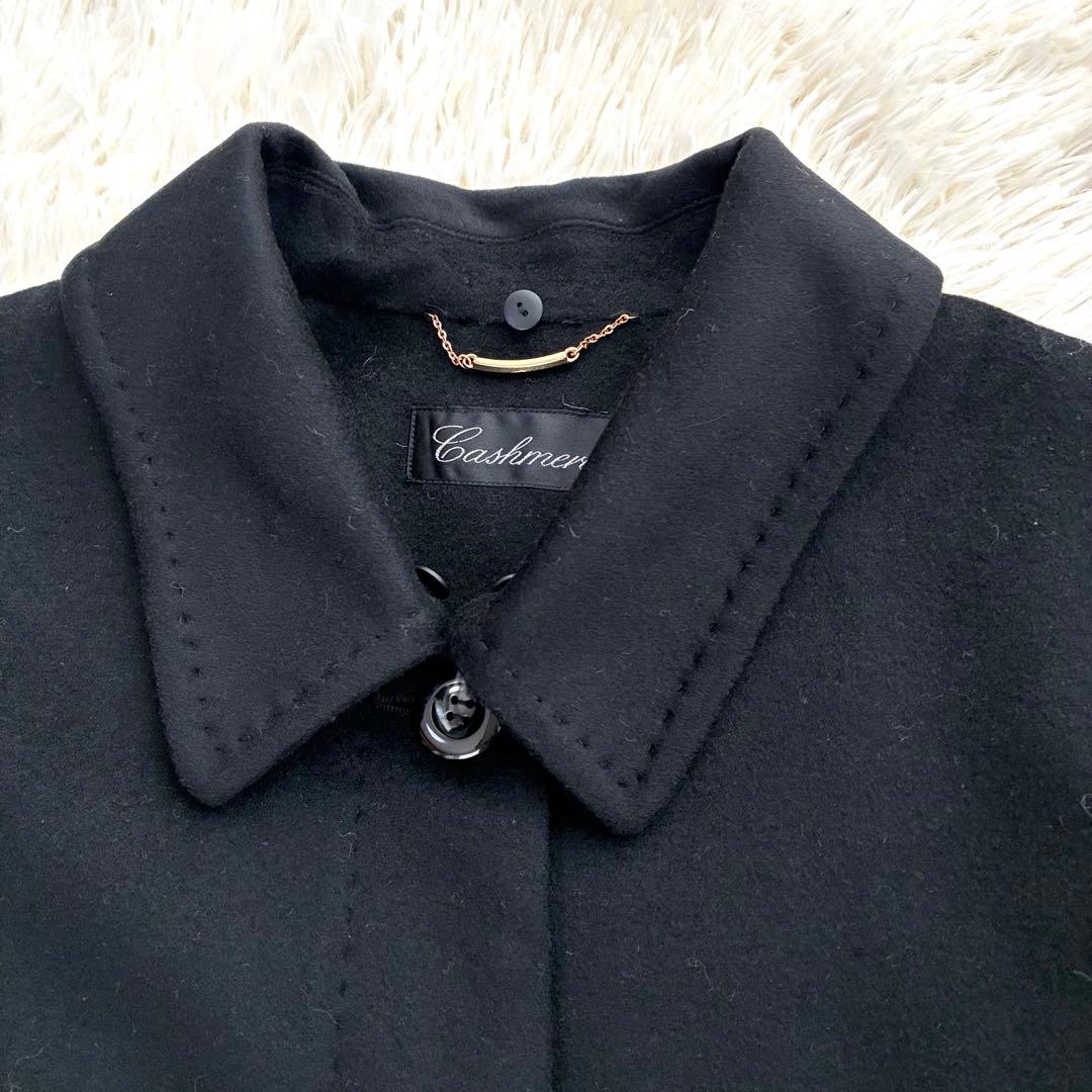 美品大きいサイズ13 フジコウ　カシミヤ　サガフォックス　ロングコート　ブラック