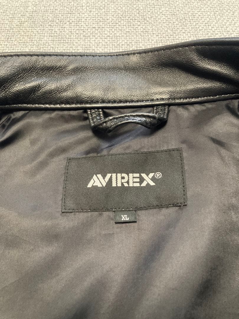 AVIREX シープレザーシングルライダースジャケット XL ブラック