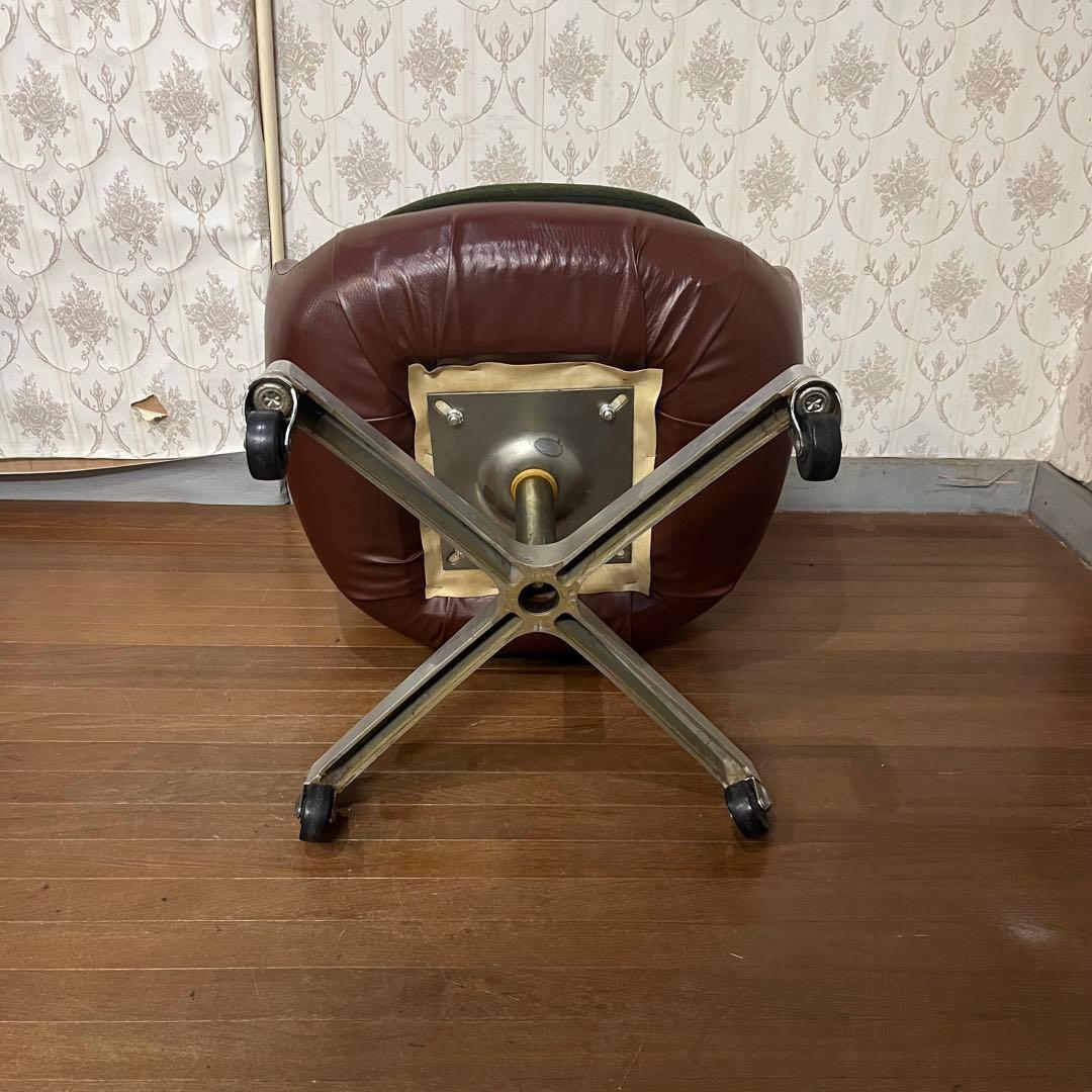 【アンティーク】①キャスター付き ラウンジチェア 椅子 アームチェア 昭和レトロ