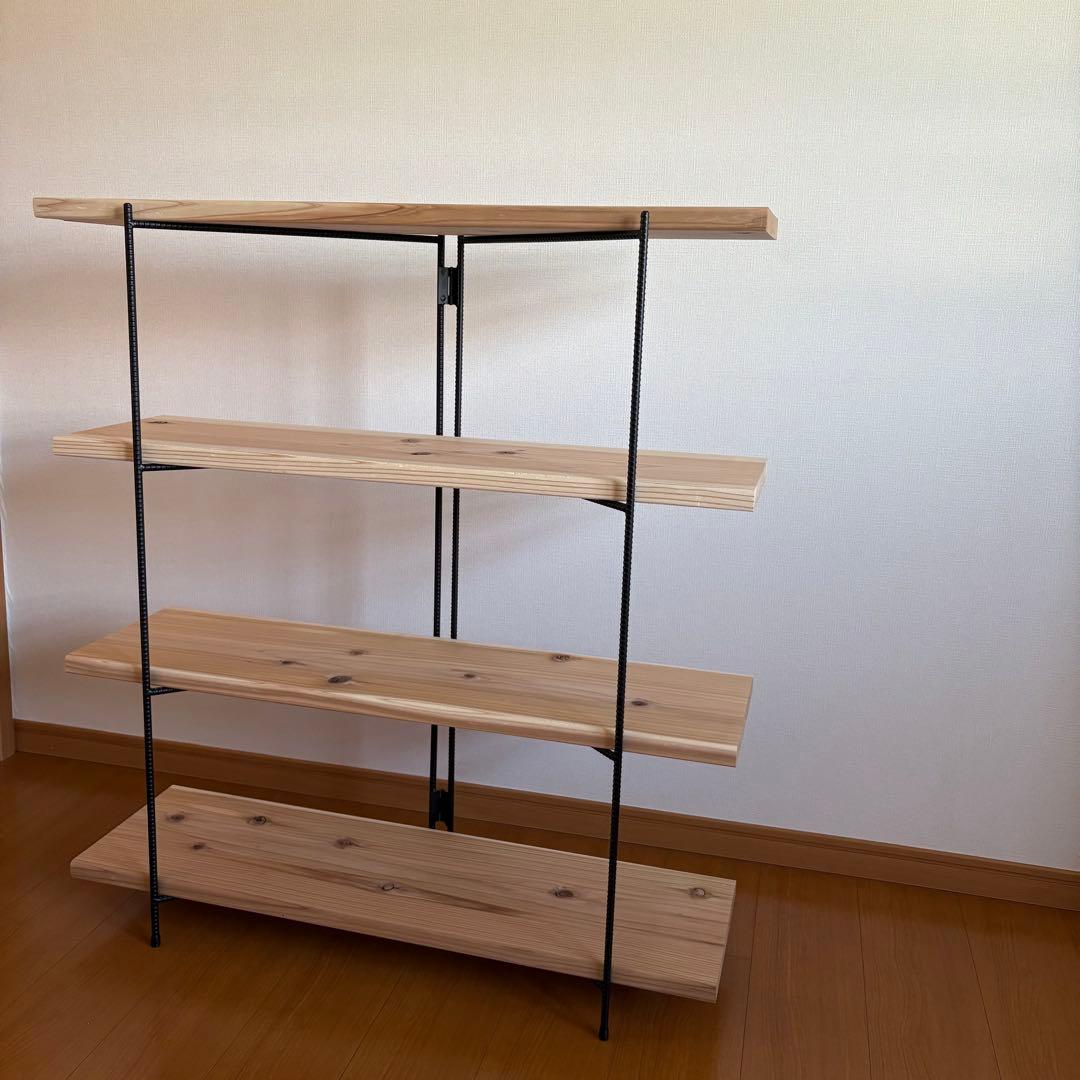 無垢板　オープンシェルフ　折り畳みラック　什器　飾り棚　観葉植物棚　奥行27cm