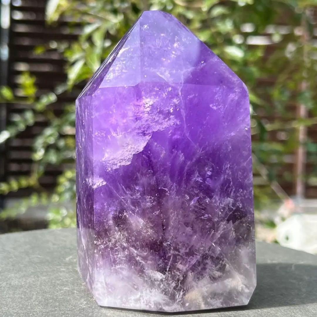 ✳️超特価‼️逸品✨極上美麗濃紫✨レインボー ファントム アメジスト 六角柱 天然石