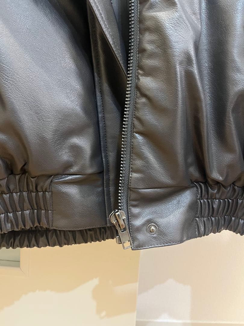 EMODA フェイクレザー ボア襟ジャケット