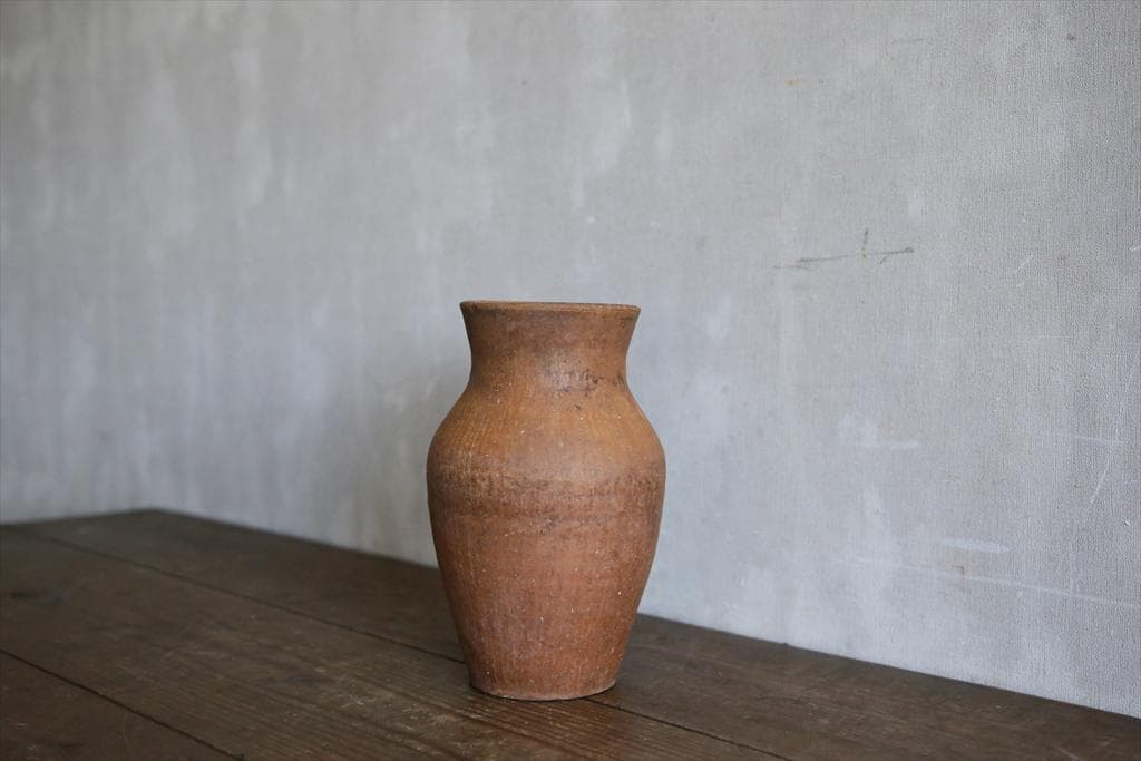 フランスアンティーク陶器ボトル/土器/花瓶/花器フラワーべース(74-92-1)