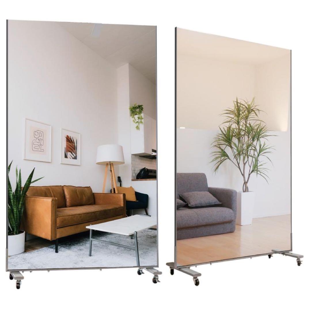 割れない鏡 スタンドミラー 全身鏡 姿見鏡 幅100×高さ160cm ブラック