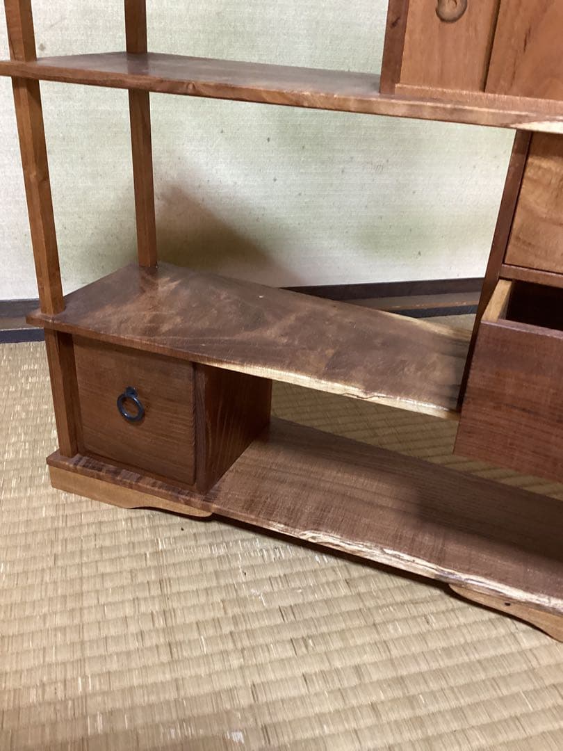 無垢材本桑、桑指物工芸飾り棚、桑古材棚、幅49cm×高さ44.5cm