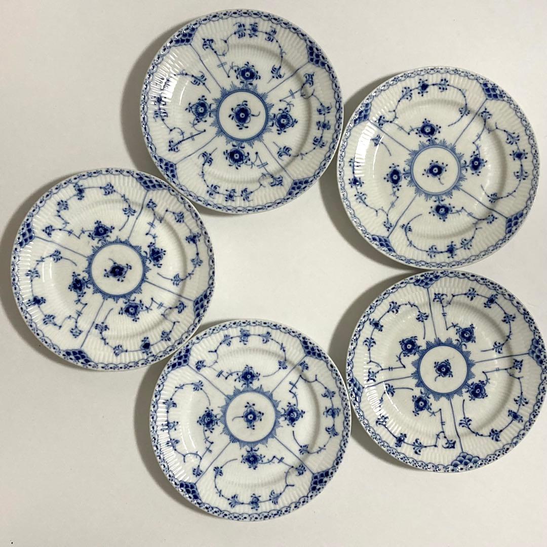 5枚✨ロイヤルコペンハーゲン ブルーフルーテッドハーフレース プレート 19cm