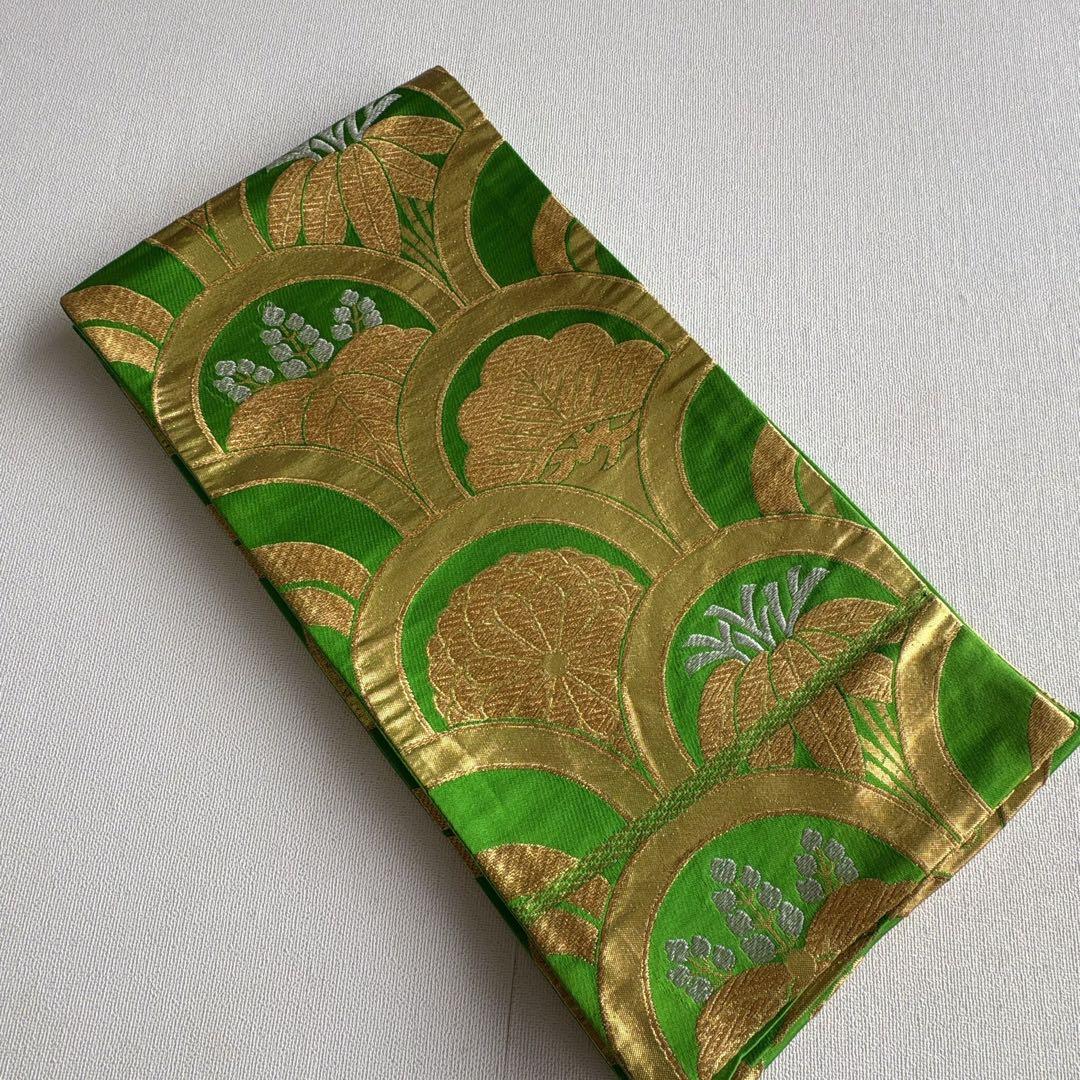 七五三　7歳女児　セット　きもの　赤　扇藤　帯　緑地　簡単半襟　7283