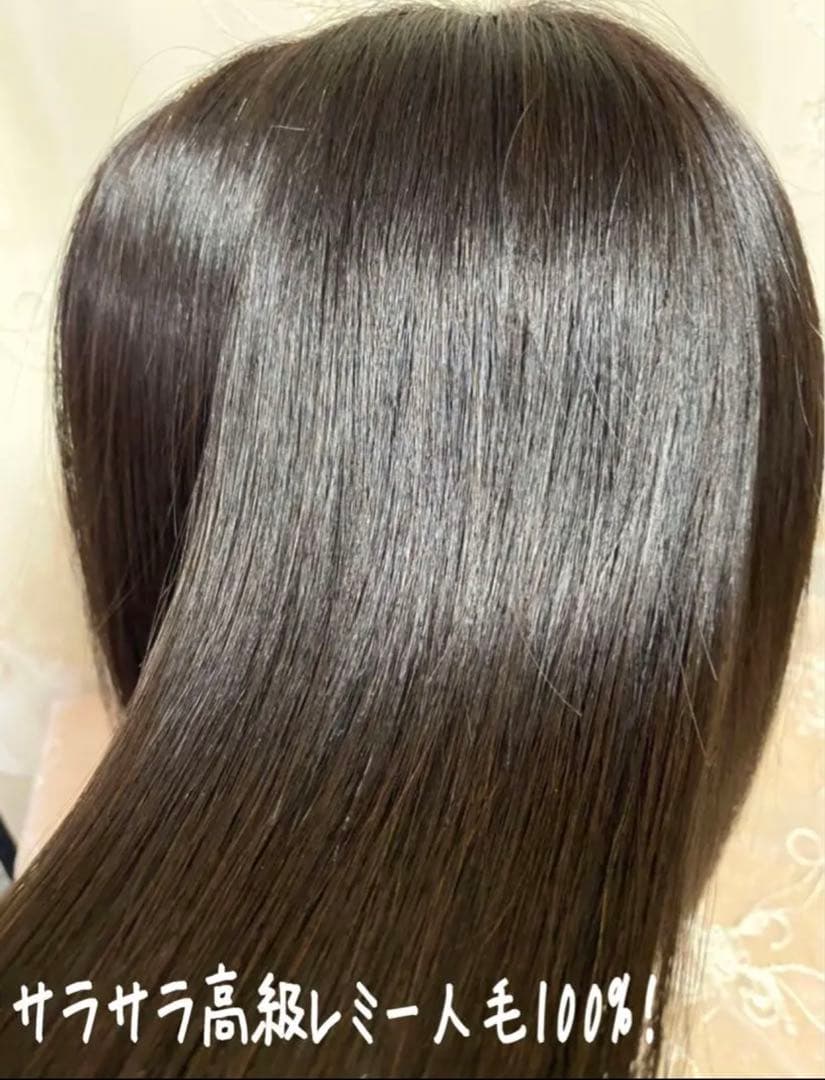 高級レミー人毛100% 【総手植えS】ブラウン フルウィッグ　シルクスキン医療用