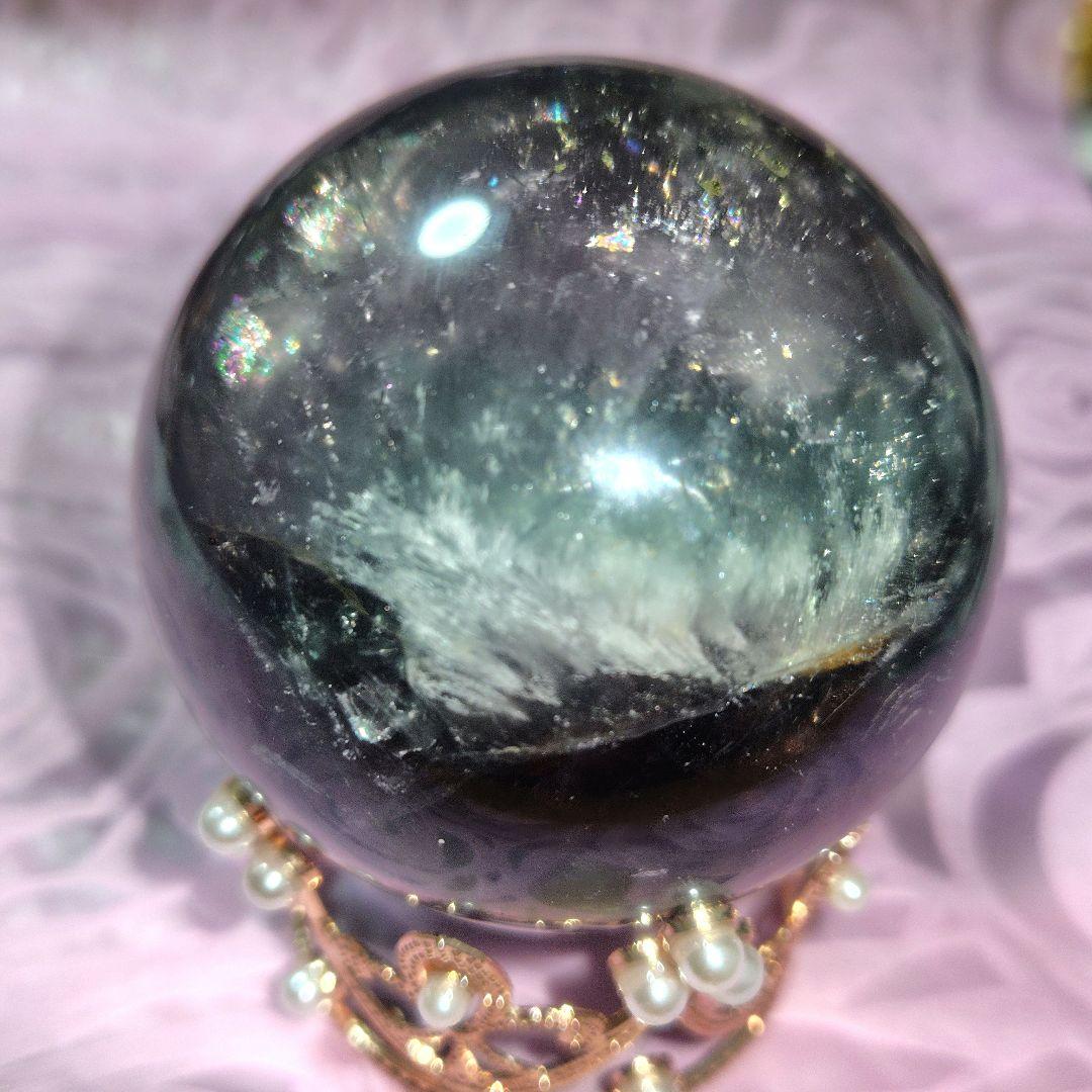 天然石✨ナイジェリア フローライト✨パイライト共生 キラキラ68mm