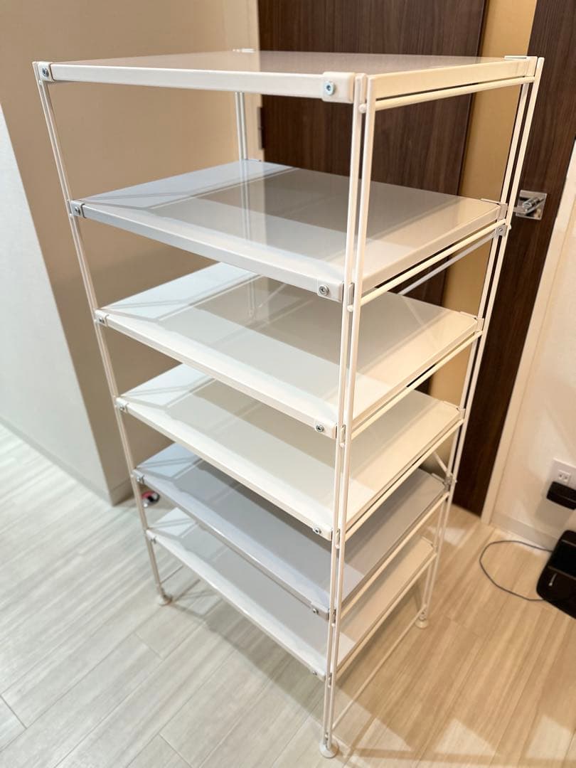 無印良品　スチールユニットシェルフ・スチール棚セット・中・オフホワイト　工具付き