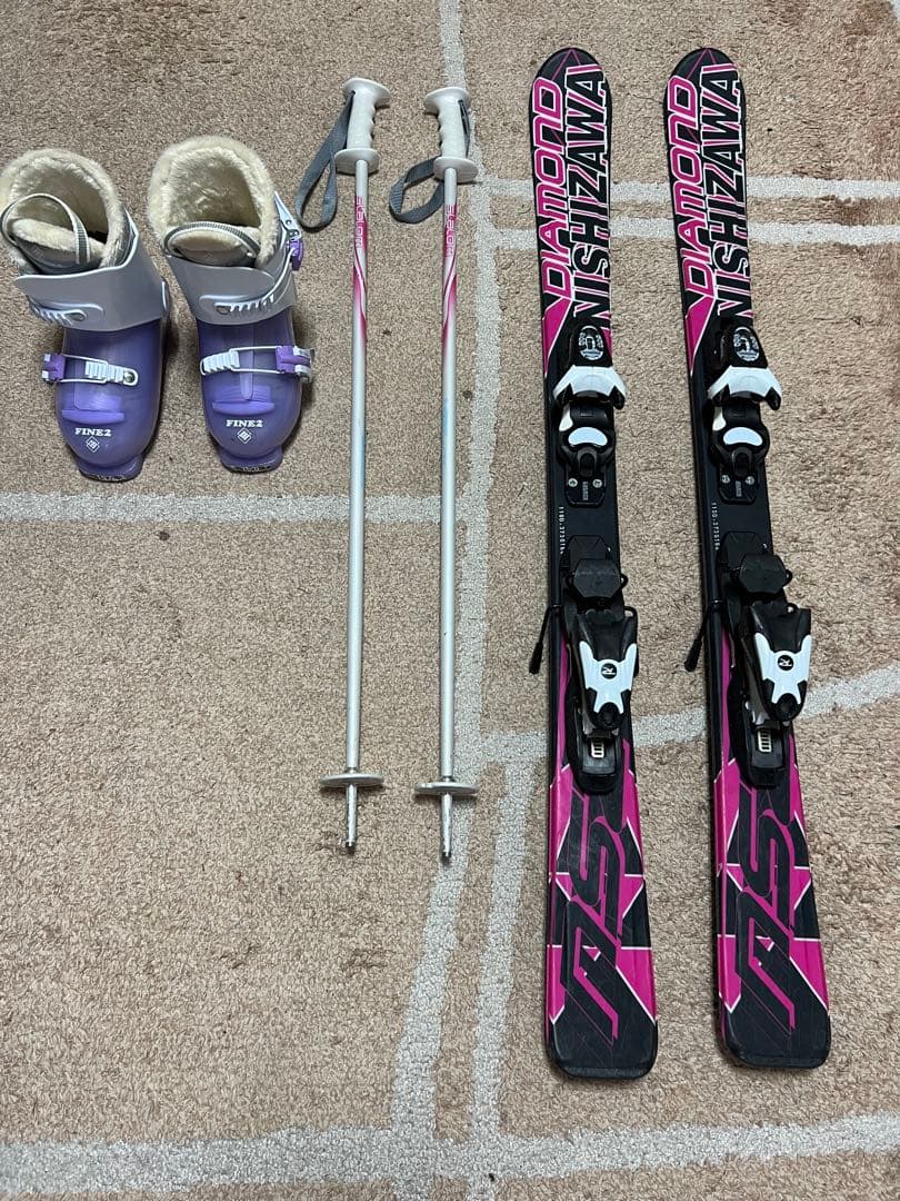 【即滑走OK】ジュニア スキー 3点 セット 110cm ブーツ19cm 子供用