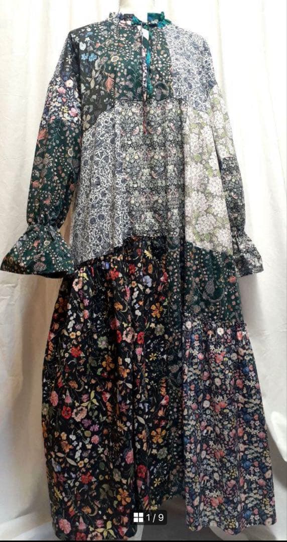 【春秋】リバティ パッチワークワンピース 【ハンドメイド】