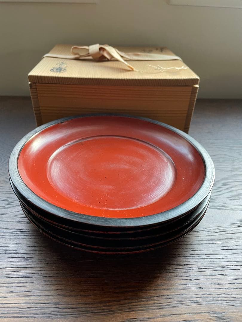 村瀬治兵衛　根来　銘々盆　5客