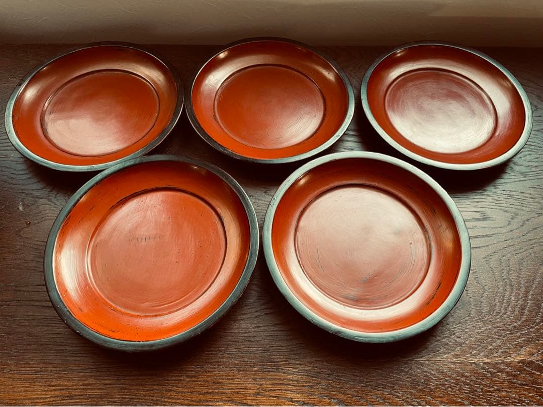 村瀬治兵衛　根来　銘々盆　5客