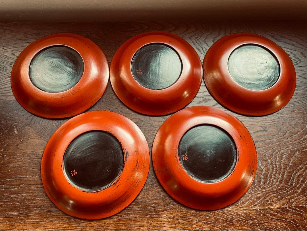 村瀬治兵衛　根来　銘々盆　5客