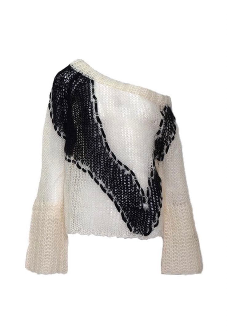 トップス theredthread S big symbol knit white