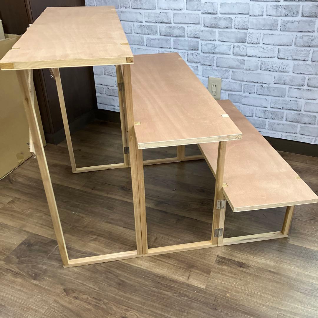 A-4 木製 マルシェ棚 3段 ディスプレイラック 折り畳み式 什器 飾り棚