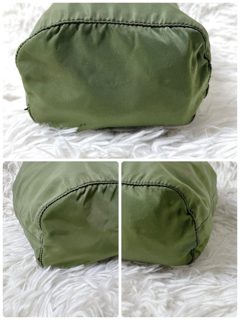 バッグ PRADA Khaki Nylon Drawstring Pouch Y2K