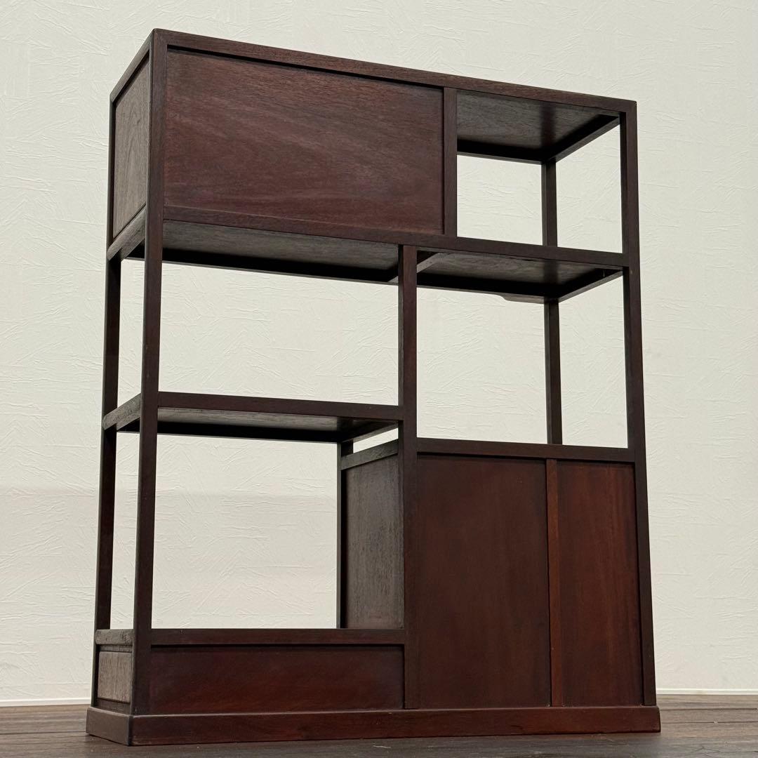 H19K10c 唐木 茶棚 和家具 木製ラック