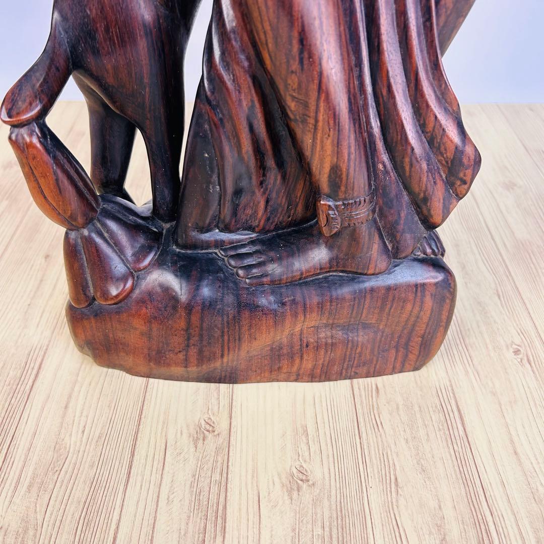 バリ島 木彫り 女性像 2人 高さ80cm 彫刻 黒檀 アンティーク 置物