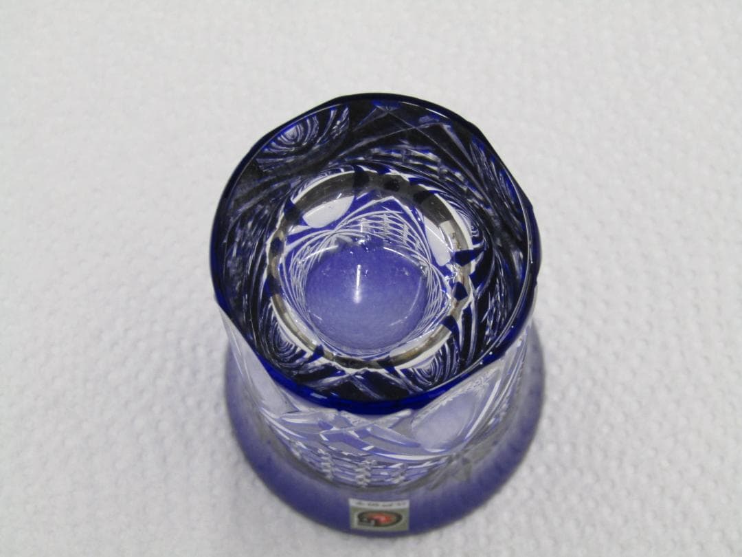 【未使用品】江戸切子 ペアグラス 赤 青 冷酒等に