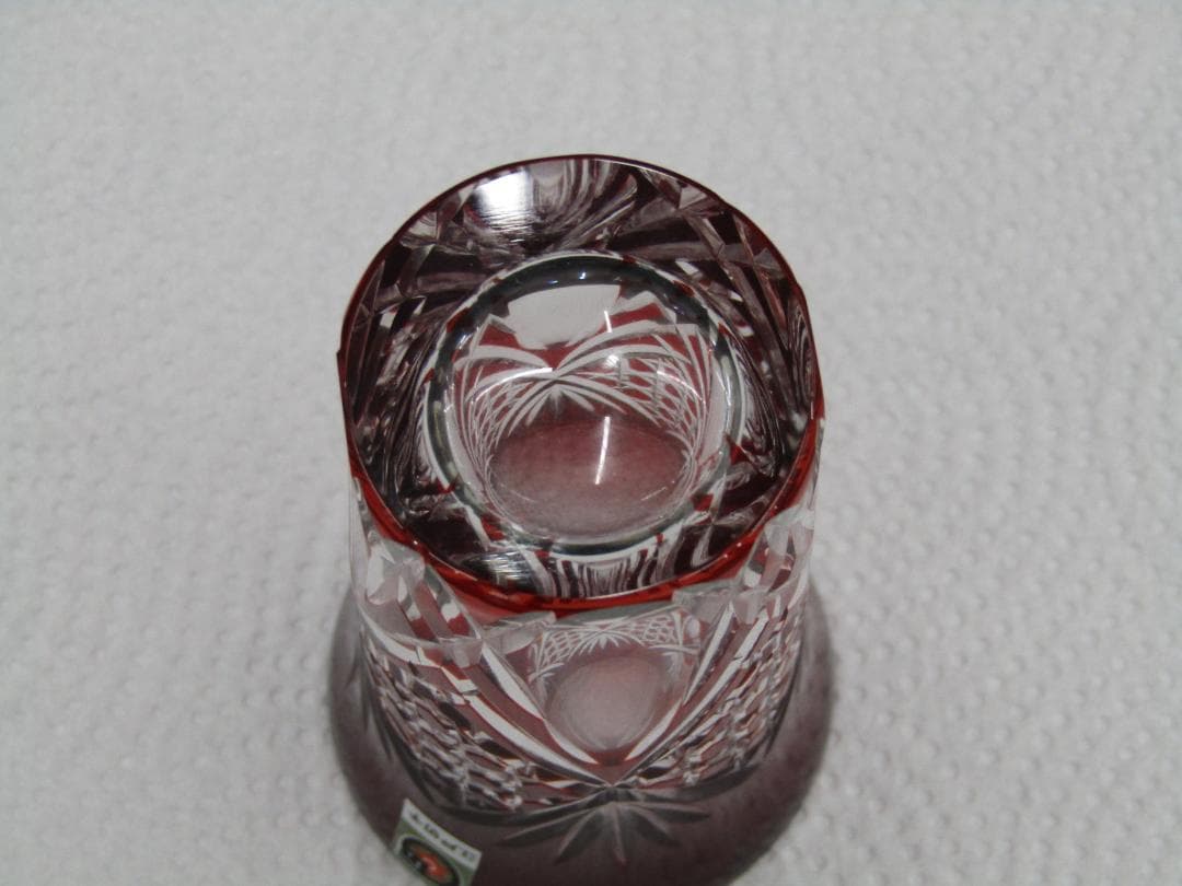 【未使用品】江戸切子 ペアグラス 赤 青 冷酒等に