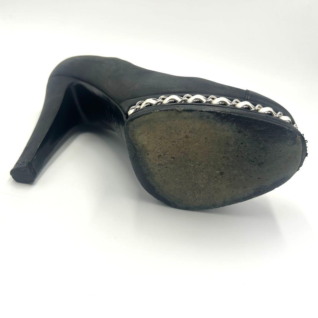 CHANEL シャネル パンプス ココマーク チェーン ブラック 23.5cm