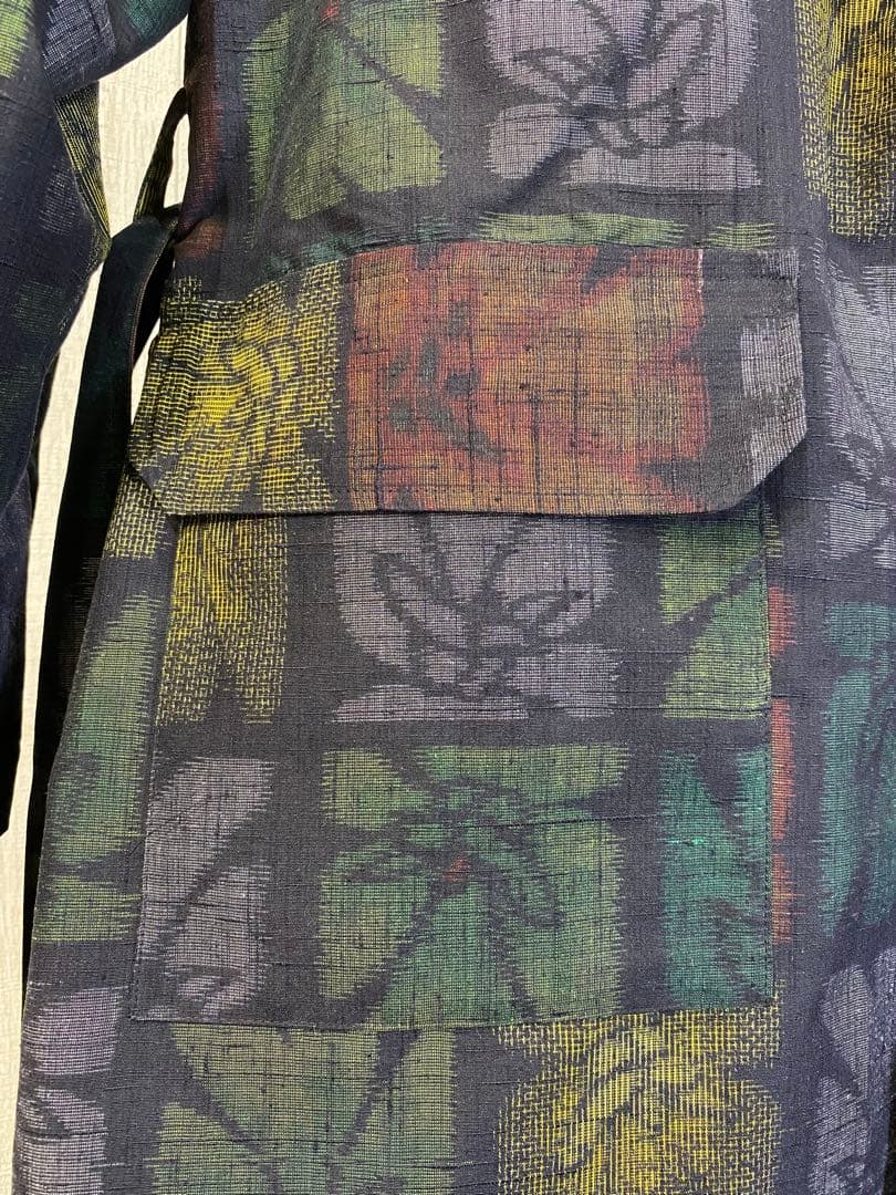 真綿紬 ショールカラー ロングコート