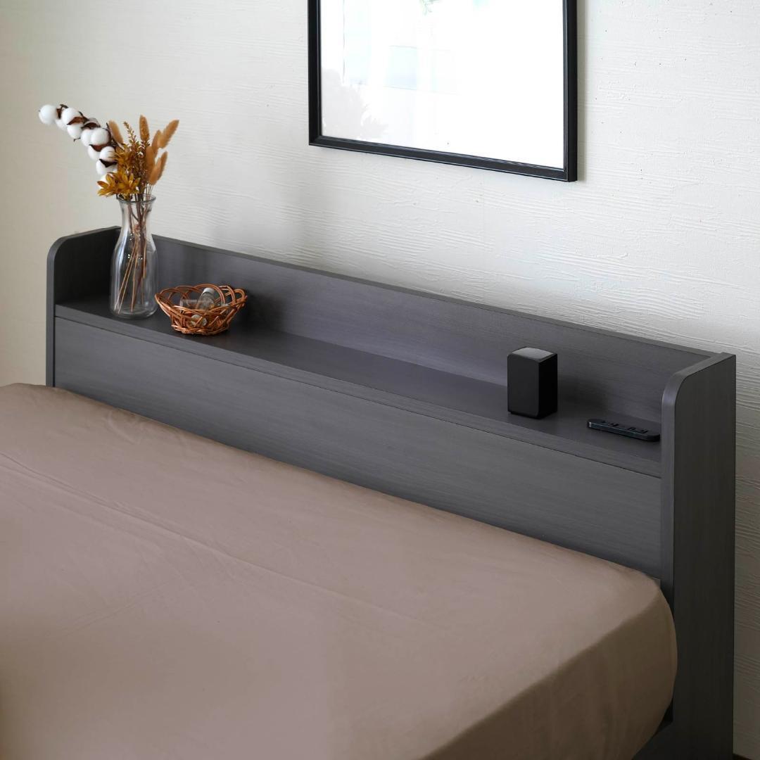 ダブル ベッドフレー ム 単品 収納 コンセント付 新品送料込 最短翌日着