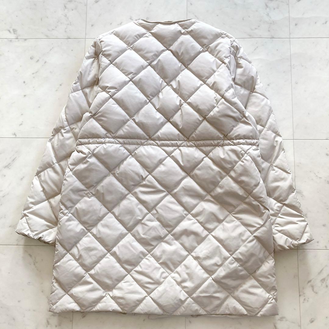 タイオン　リモンタイースト　別注ウエスト切替えノーカラーダウン　ベージュ