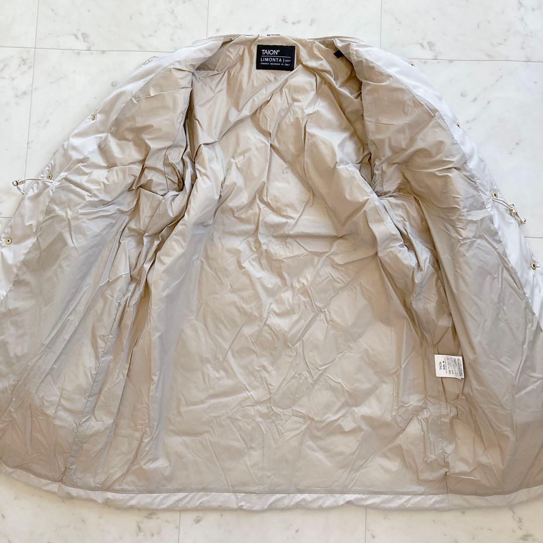 タイオン　リモンタイースト　別注ウエスト切替えノーカラーダウン　ベージュ
