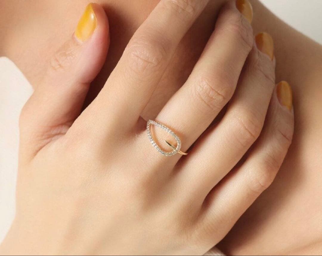 Lilas リラ Lilas ティアドロップラインダイヤリング K10 YG